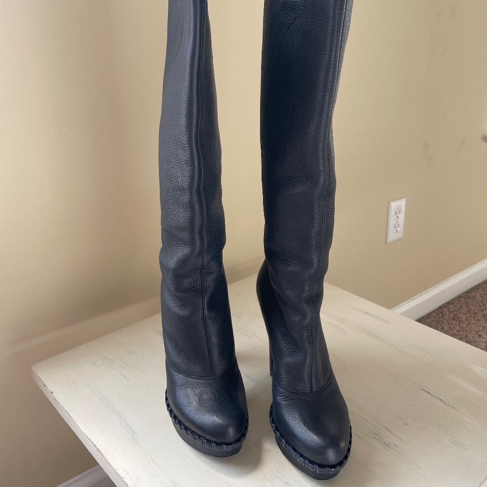 Yves Saint Laurent Coleen 105 Botte Tall Black Boots 38.5